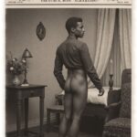 Vintage-Poster, House Negro, dunkelhäutiger Mann in Zimmer stehend, halb nackt. wohlgeformter Po.