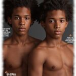 Magazin, Bros: Zwei dunkelhäutige Twinks im Portrait.