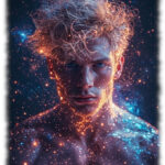 Portrait Space-Men in Sternenstaub gehüllt im Universum.