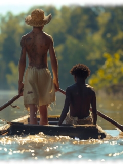 Zwei Twinks im Boot auf dem Fluss, freie Oberkörper. Zwei Twinks im Boot auf dem Fluss, freie Oberkörper.