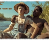 Zwei Twinks sitzen im Boot, Hand des einen greift an die geformte Stelle im Gewebe des anderen. Zwei Twinks sitzen im Boot, Hand des einen greift an die geformte Stelle im Gewebe des anderen.