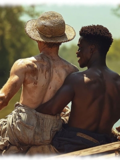Zwei Twinks sitzen im Boot, Hand des einen in der Hose des anderen ergreift dessen Po. Zwei Twinks sitzen im Boot, Hand des einen in der Hose des anderen ergreift dessen Po.