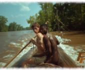 Zwei Twinks auf Boot rudernd, nackter Twink greift nach der Ungeduld im Schritt des anderen. Zwei Twinks auf Boot rudernd, nackter Twink greift nach der Ungeduld im Schritt des anderen.