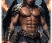 Dämon in Flammenlicht, das jede Kontur betont. Dämon in Flammenlicht, das jede Kontur betont.