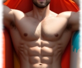 Körper frontal, aufgerichteter Kelch der Lust bahnt sich Weg durch halb herunter gelassener Badehose. Körper frontal, aufgerichteter Kelch der Lust bahnt sich Weg durch halb herunter gelassener Badehose.