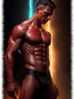 Junger Mann in selbstbewusster Pose, athletische Figur und markante Merkmale. Junger Mann in selbstbewusster Pose, athletische Figur und markante Merkmale.