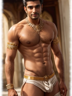 Jung, muskulös und selbstbewusst posierender Mann mit verführerischem Blick. Jung, muskulös und selbstbewusst posierender Mann mit verführerischem Blick.