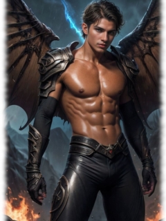 Dämon in hautenger Lederhose, der herausfordernd schaut. Dämon in hautenger Lederhose, der herausfordernd schaut.