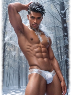 Junger Mann , halbnackt auf einer Waldlichtung im Winter. mit gut ausgebeultem weißer Slip. Junger Mann , halbnackt auf einer Waldlichtung im Winter. mit gut ausgebeultem weißer Slip.