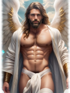 Engel, mit langen Haaren, sinnlich verhüllt, der den Himmel beherrscht. Engel, mit langen Haaren, sinnlich verhüllt, der den Himmel beherrscht.