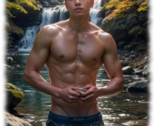 Zarter Twink, der in einer entspannten, aber erotischen Haltung im Bach vor der Kamera steht. Zarter Twink, der in einer entspannten, aber erotischen Haltung im Bach vor der Kamera steht.