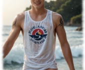 Twink steht mit nassem T-Shirt im Meer, Wasser rinnt über den Launenkompass und die Quellperlen. Twink steht mit nassem T-Shirt im Meer, Wasser rinnt über den Launenkompass und die Quellperlen.