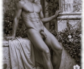 Von Gloeden schwarz/weiß, Knabe sitzend zeigt sein Juwel der Liebe. Von Gloeden schwarz/weiß, Knabe sitzend zeigt sein Juwel der Liebe.