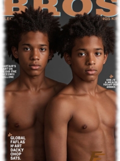 Magazin, Bros: Zwei dunkelhäutige Twinks im Portrait. Magazin, Bros: Zwei dunkelhäutige Twinks im Portrait.