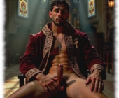 Mann in Kirche sitzend. Hand an den Samenjuwelen und der Granitsäule der Lust. Mann in Kirche sitzend. Hand an den Samenjuwelen und der Granitsäule der Lust.