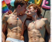 Zwei Twinks, auf Bootssteg liegend. freier Oberkörper, Slips mit sanfter Ausprägung, zum Kuss bereit. Zwei Twinks, auf Bootssteg liegend. freier Oberkörper, Slips mit sanfter Ausprägung, zum Kuss bereit.