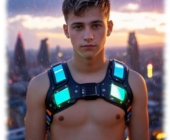 Futuristische Szene, Twink im Portait. Futuristische Szene, Twink im Portait.