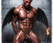 Knieender Dämon, dessen Quelle der Funken pulsierend aufgerichtet ist. Knieender Dämon, dessen Quelle der Funken pulsierend aufgerichtet ist.