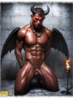 Knieender Dämon, dessen Quelle der Funken pulsierend aufgerichtet ist. Knieender Dämon, dessen Quelle der Funken pulsierend aufgerichtet ist.