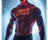 Muskulöser Space-Men, AREUS LYEUS, in Sternenstaub gehüllt im Universum. Muskulöser Space-Men, AREUS LYEUS, in Sternenstaub gehüllt im Universum.