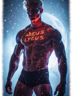 Muskulöser Space-Men, AREUS LYEUS, in Sternenstaub gehüllt im Universum. Muskulöser Space-Men, AREUS LYEUS, in Sternenstaub gehüllt im Universum.