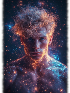 Portrait Space-Men in Sternenstaub gehüllt im Universum. Portrait Space-Men in Sternenstaub gehüllt im Universum.