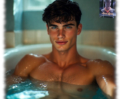 Erotische Darstellung: nackter Mann im Wasser. Erotische Darstellung: nackter Mann im Wasser.