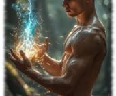 Junger Zauberer, nackt im Wald beschwört eines der Elemente. aufgerichteter Kelch der Lust im Seitenprofil sichtbar. Junger Zauberer, nackt im Wald beschwört eines der Elemente. aufgerichteter Kelch der Lust im Seitenprofil sichtbar.