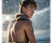 Nahaufnahme, Odin´s Sohn mit Blick über die Schulter in Winterlandschaft. Nahaufnahme, Odin´s Sohn mit Blick über die Schulter in Winterlandschaft.