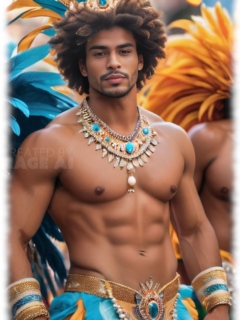 Junger Mann, durchtrainiert im Karnevals-Outfit. Junger Mann, durchtrainiert im Karnevals-Outfit.