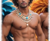 Junger Mann, durchtrainiert im Karnevals-Outfit. Junger Mann, durchtrainiert im Karnevals-Outfit.