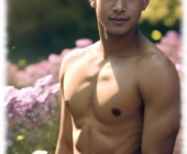 Twink mit durchtrainiertem freien Oberkörper in die Kamera blickend. Twink mit durchtrainiertem freien Oberkörper in die Kamera blickend.