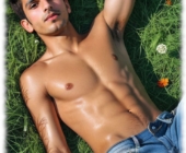 Twink im Gras liegend, nackter Oberkörper, Achsel- und leichte Bauchbehaarung. Twink im Gras liegend, nackter Oberkörper, Achsel- und leichte Bauchbehaarung.
