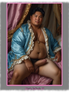 Asiatischer Mann, runder Bauch, breite Brust, seine Hand am massiven eisernem Zepter. Asiatischer Mann, runder Bauch, breite Brust, seine Hand am massiven eisernem Zepter.