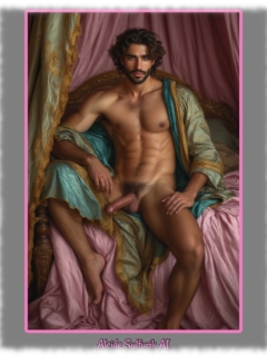 Junger Bartträger, breitbeinig unter rosa Baldachin sitzend, haarige Verlockung krönt seine emporsteigende Spannung. Junger Bartträger, breitbeinig unter rosa Baldachin sitzend, haarige Verlockung krönt seine emporsteigende Spannung.