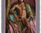 Junger Bartträger, breitbeinig unter rosa Baldachin sitzend, haarige Verlockung krönt seine emporsteigende Spannung. Junger Bartträger, breitbeinig unter rosa Baldachin sitzend, haarige Verlockung krönt seine emporsteigende Spannung.