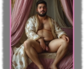 Sitzender, bärtiger Mann, maskuline Fülle, Hand ruht an seiner Feder der Sinnlichkeit. Sitzender, bärtiger Mann, maskuline Fülle, Hand ruht an seiner Feder der Sinnlichkeit.