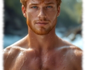 Bärtiger Ginger Men, freier Oberkörper mit Brustbehaarung im Portrait. Bärtiger Ginger Men, freier Oberkörper mit Brustbehaarung im Portrait.