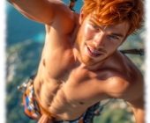 Bärtiger Ginger Men im Fallschirm hängend mit stolzen Schaft der Sehnsucht. Bärtiger Ginger Men im Fallschirm hängend mit stolzen Schaft der Sehnsucht.