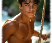 Twink schaukelnd, Liebesstab im Sonnenlicht. Twink schaukelnd, Liebesstab im Sonnenlicht.