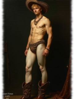 Junger lockiger Mann mit Hut, sichtbare Verdickung im Material. Junger lockiger Mann mit Hut, sichtbare Verdickung im Material.