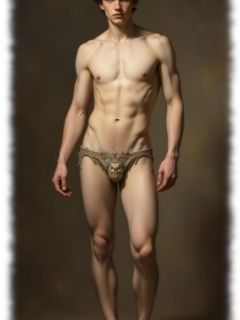 Junger Mann, sehr schlank, mit dezenter Linie im Stoffverlauf. Junger Mann, sehr schlank, mit dezenter Linie im Stoffverlauf.