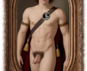 Junger Mann stehend, Lederriemen um Oberkörper, erotischer Wildwuchs um seinen Funken des Eros. Junger Mann stehend, Lederriemen um Oberkörper, erotischer Wildwuchs um seinen Funken des Eros.