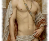 Junger Mann zwischen Säulen stehend, Liebestab in Käfig verborgen. Junger Mann zwischen Säulen stehend, Liebestab in Käfig verborgen.