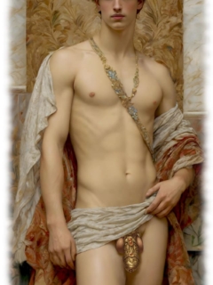 Junger Mann zwischen Säulen stehend, Liebestab in Käfig verborgen. Junger Mann zwischen Säulen stehend, Liebestab in Käfig verborgen.