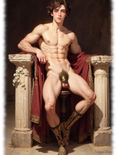 Junger Mann, breitbeinig sitzend, unter der haarigen Pracht die Knospenfeder im Käfig. Junger Mann, breitbeinig sitzend, unter der haarigen Pracht die Knospenfeder im Käfig.